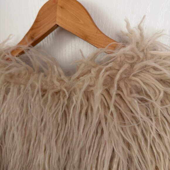 Free People Renata Faux Fur Shag Coat Sand Size Medium - Picture 13 of 15